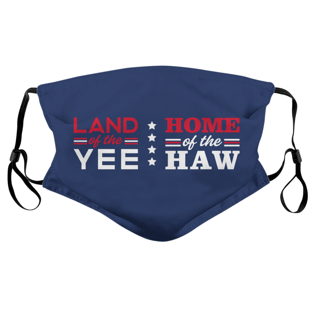 Land of the Yee, Home of the Haw (Blue) / Face Mask - Route One Apparel
