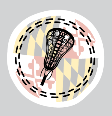 Lacrosse Stick w/ Maryland Flag Circle Background / Sticker - Route One Apparel