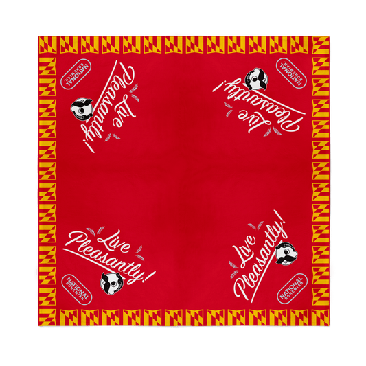 Live Pleasantly, National Bohemian Pill Logo (Red) / Bandana (22 x 22 inch) - Route One Apparel