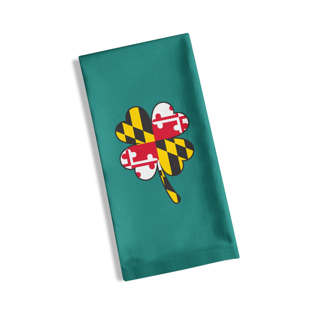 Maryland Flag 4-Leaf Clover (Green) / Kitchen Towel - Route One Apparel