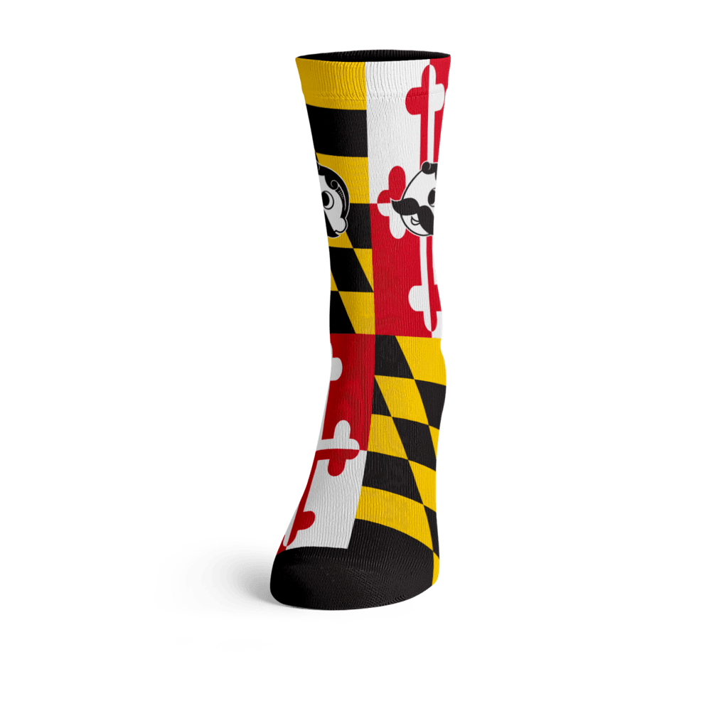 Maryland Flag with Natty Boh Logo on Sides / Crew Socks - Route One Apparel