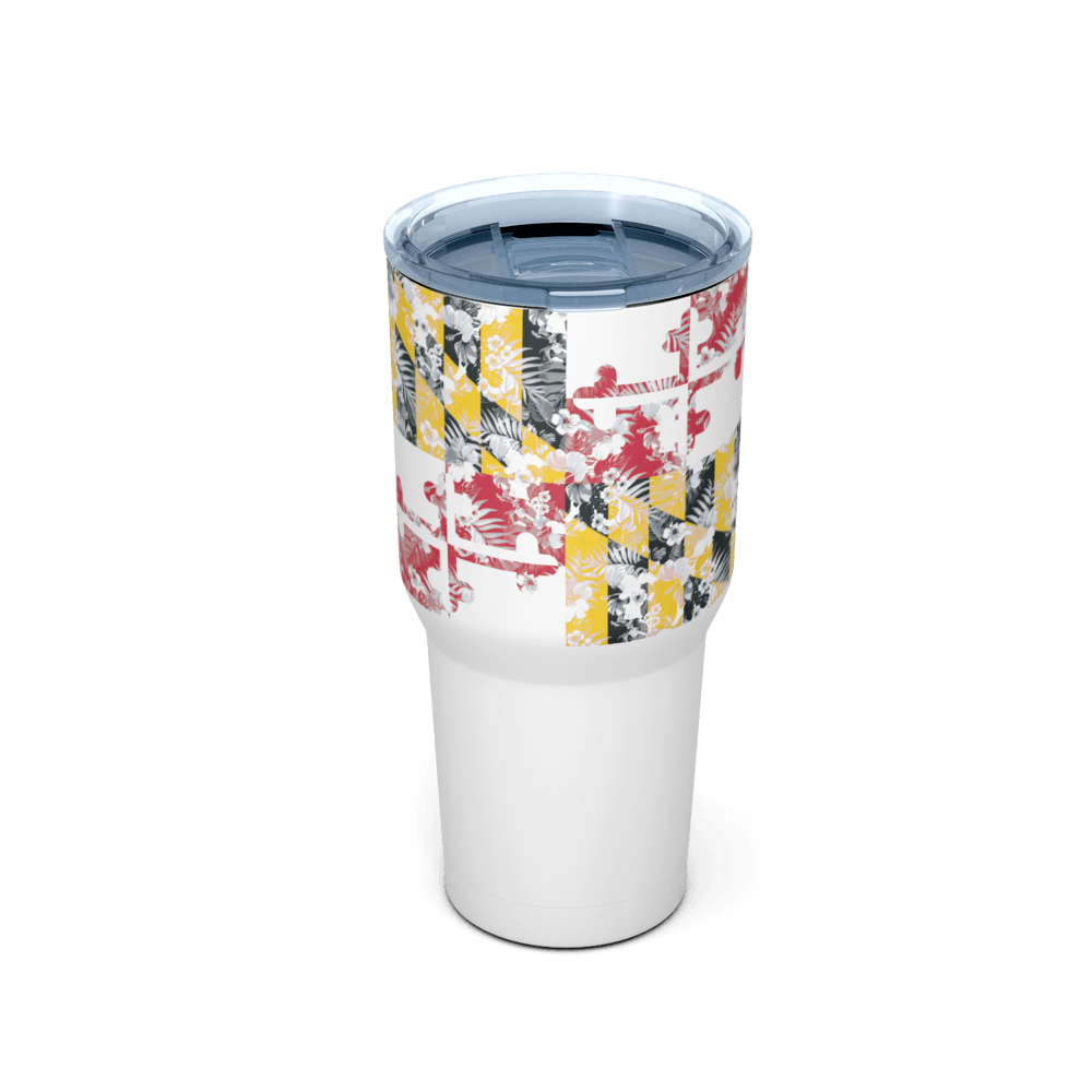 Maryland Flag Floral (White) / Large Tumbler - Route One Apparel