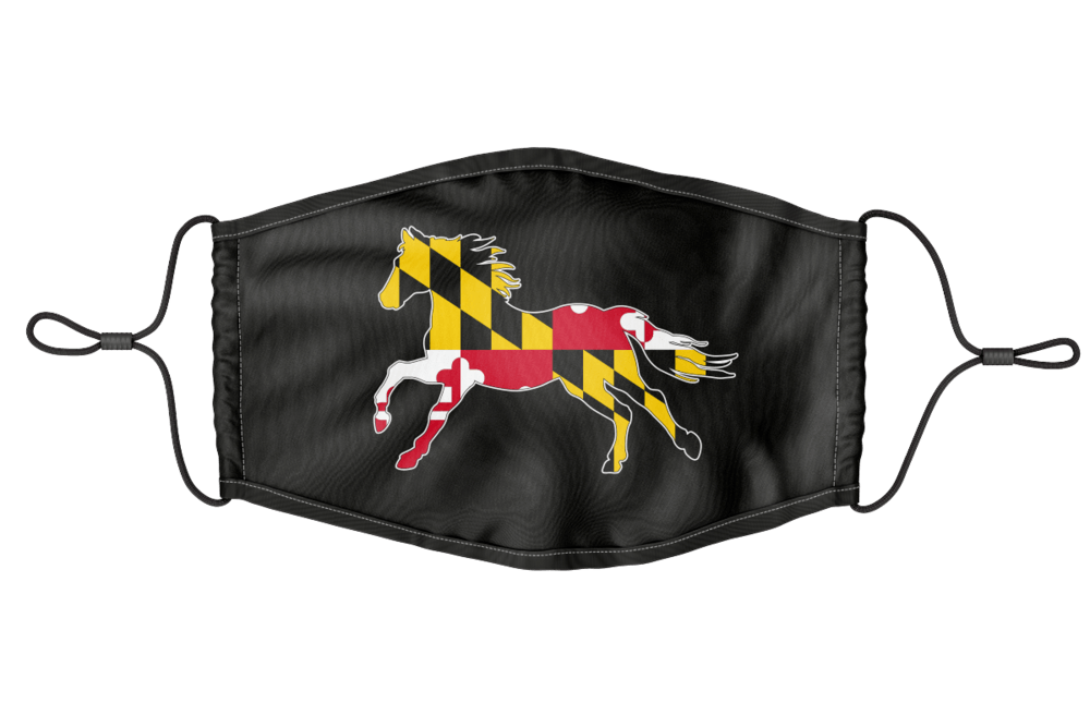 Maryland Flag Horse (Black) / Youth Face Mask - Route One Apparel
