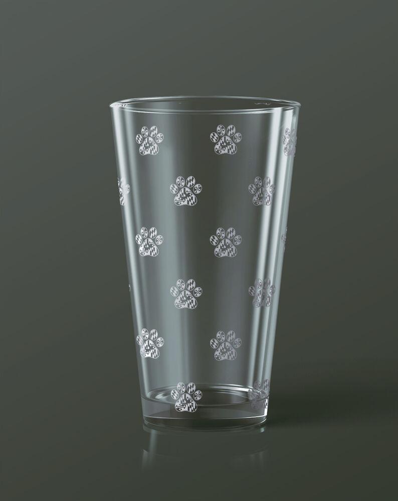 Maryland Paw Print Pattern (Etched) / Pint Glass - Route One Apparel