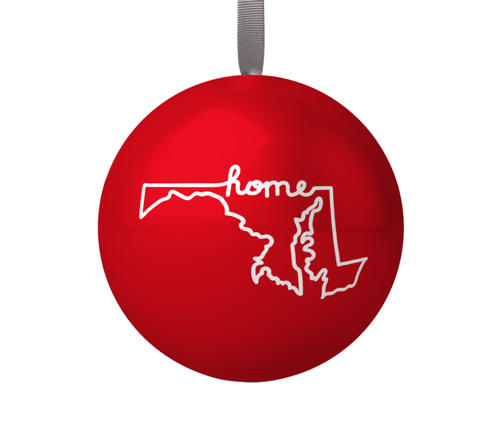 Maryland Home (Red) / Tin Ball Ornament - Route One Apparel