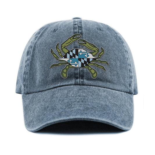 Blue Maryland Flag Crab (Teal) / Baseball Hat - Route One Apparel
