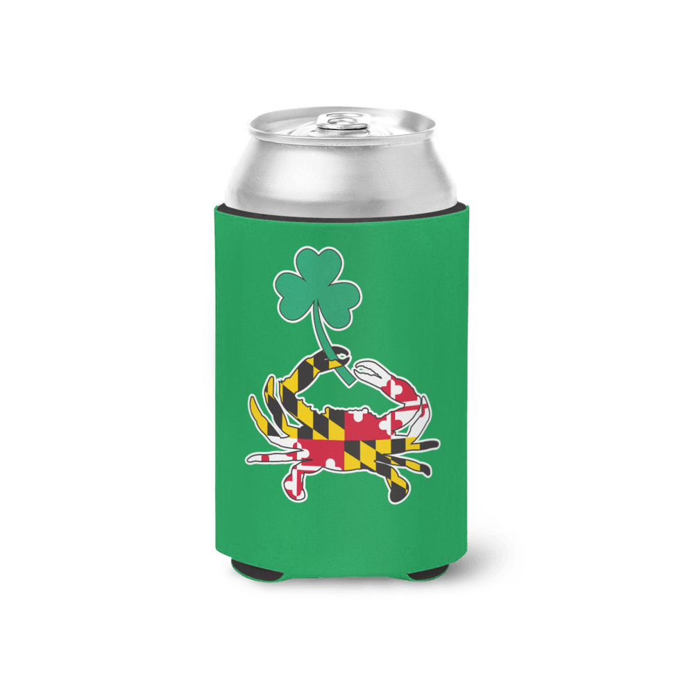 Maryland Full Flag Crab with Shamrock (Green) / Can Cooler - Route One Apparel