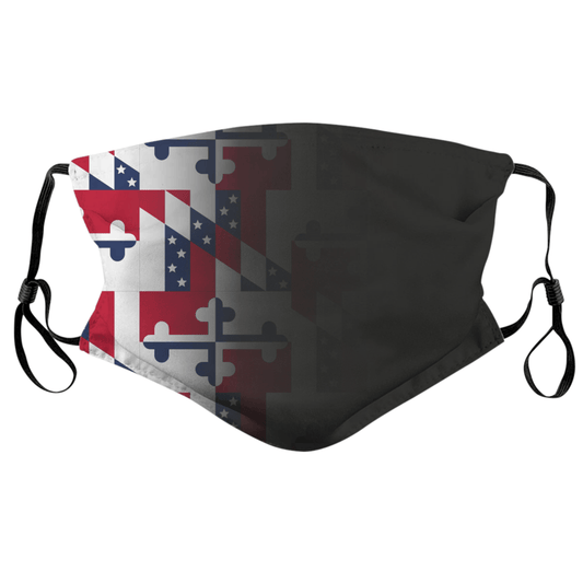 Fading America In Miniature Maryland Flag (Black) / Face Mask - Route One Apparel