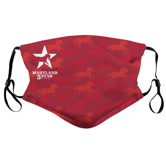 Red Racing Horses - Maryland 5 Star  / Face Mask - Route One Apparel