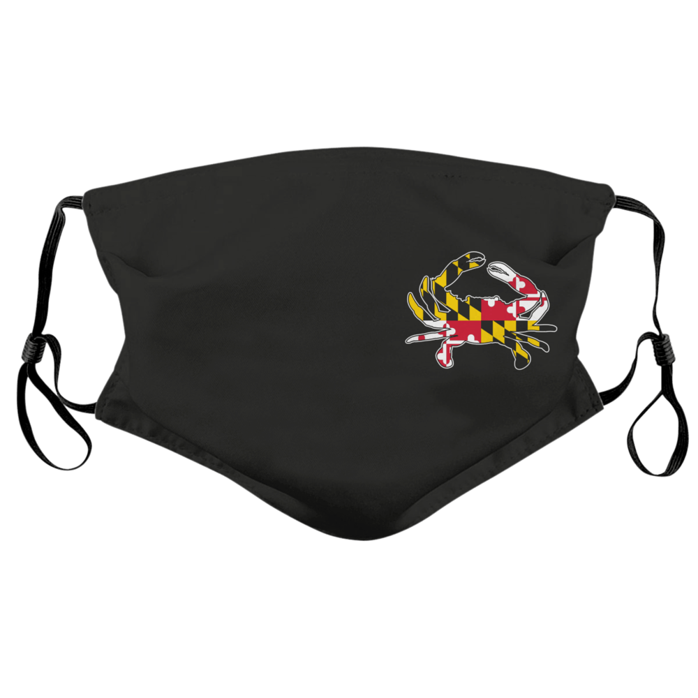 Side Maryland Flag Crab (Black)  / Face Mask - Route One Apparel