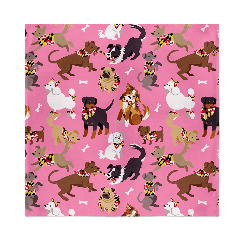 Maryland Doggies (Pink) / Bandana (22 x 22 inch) - Route One Apparel