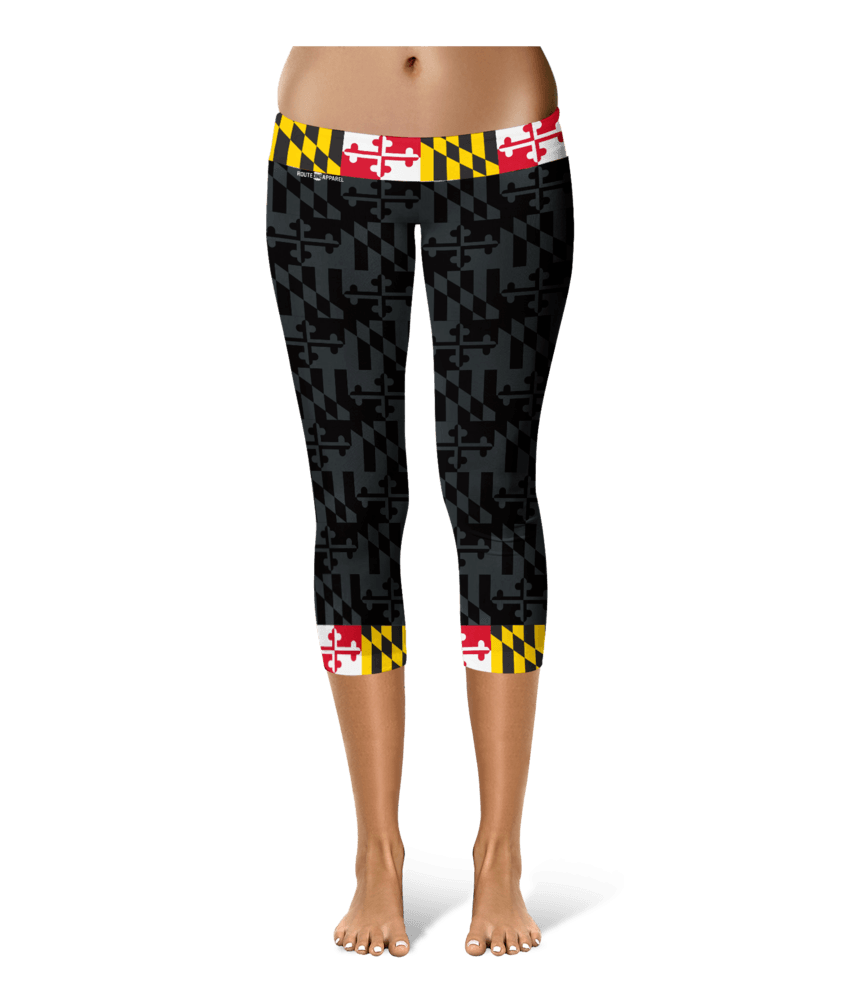 Greyscale and Maryland Flag / Yoga Leggings - Route One Apparel