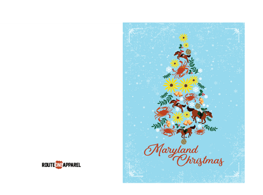 Maryland Christmas Logo Tree (Blue) / 8-Pack Christmas Cards - Route One Apparel