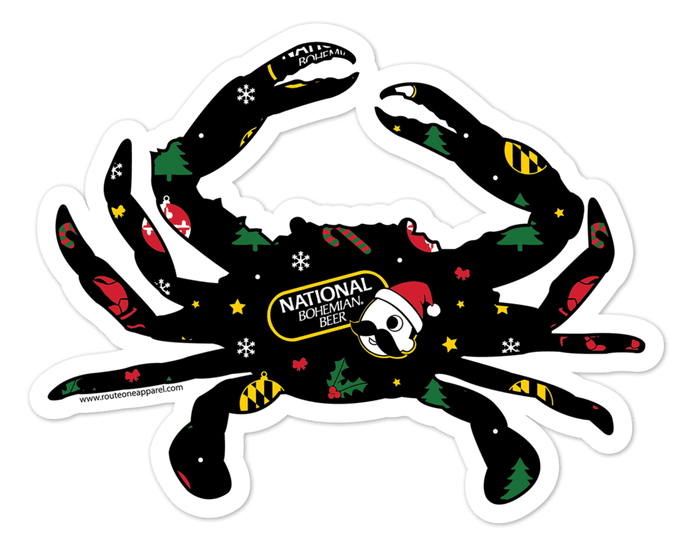 Natty Boh Christmas Crab / Sticker - Route One Apparel