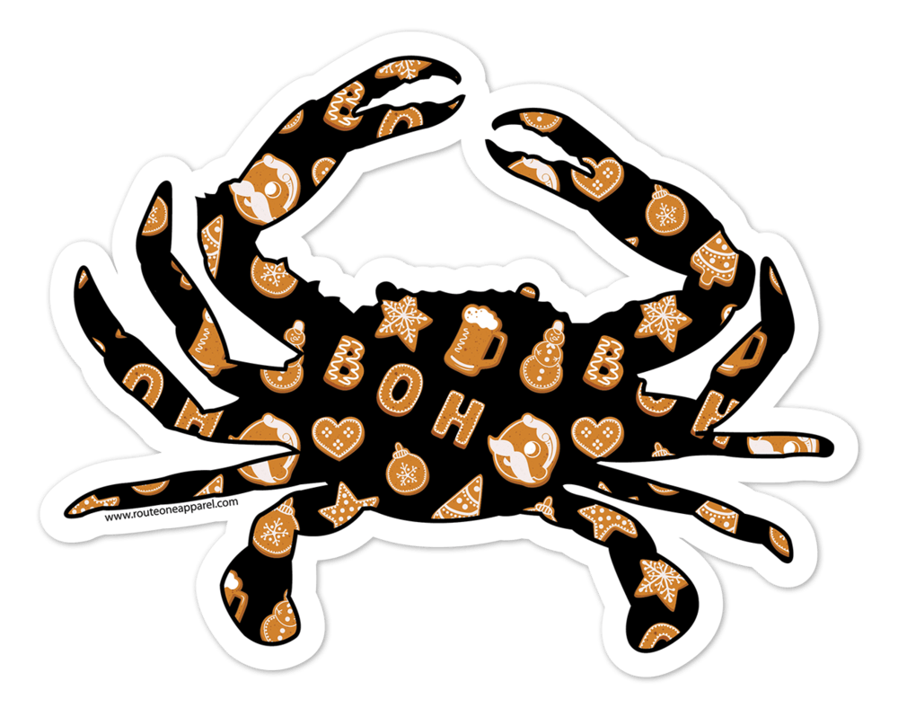 Natty Boh Christmas Cookie Crab (Black) / Sticker - Route One Apparel