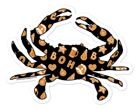 Natty Boh Christmas Cookie Crab (Black) / Sticker - Route One Apparel
