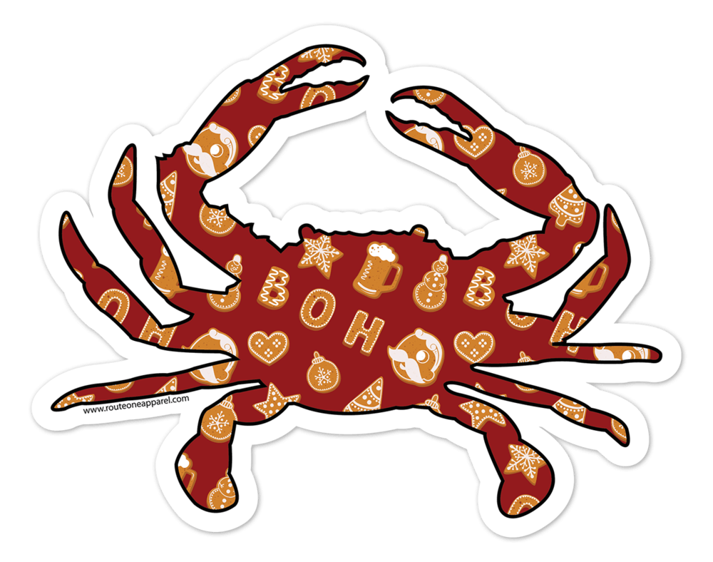 Natty Boh Christmas Cookie Crab (Red) / Sticker - Route One Apparel