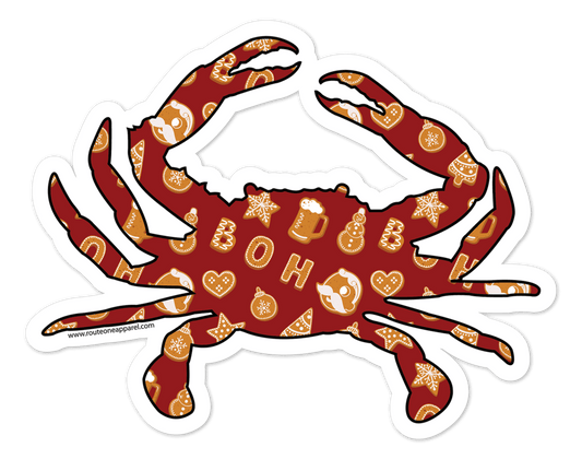 Natty Boh Christmas Cookie Crab (Red) / Sticker - Route One Apparel
