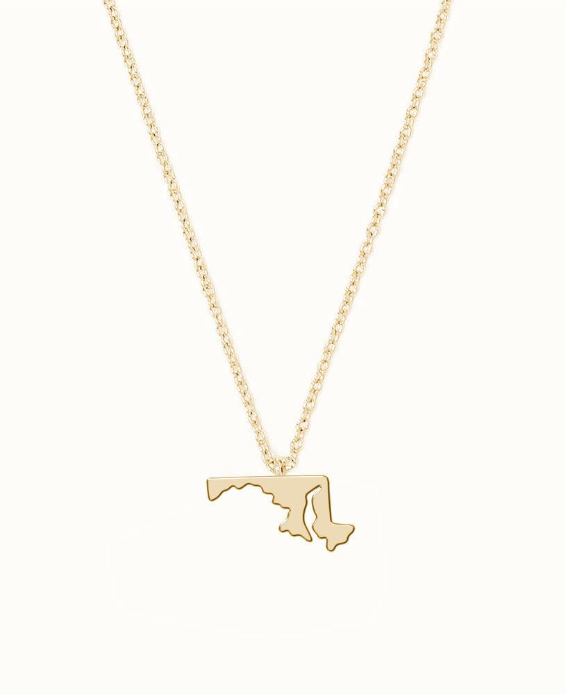 Dainty Solid State of Maryland (Gold) / Necklace - Route One Apparel