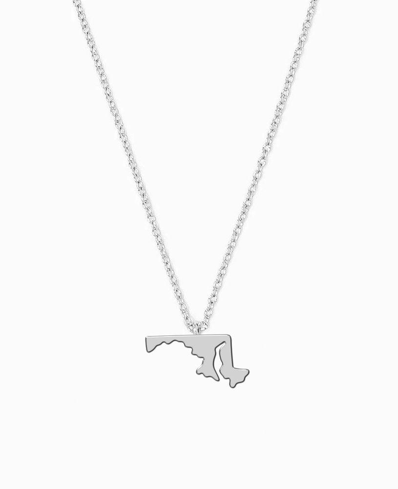 Dainty Solid State of Maryland (Silver) / Necklace - Route One Apparel