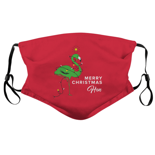 Christmas Flamingo Hon (Red) / Face Mask - Route One Apparel