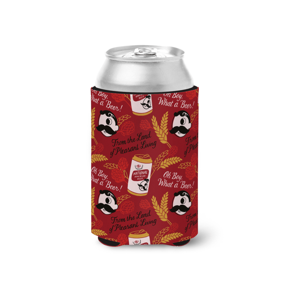 National Bohemian Hops & Can Pattern (Burgundy) / Can Cooler - Route One Apparel