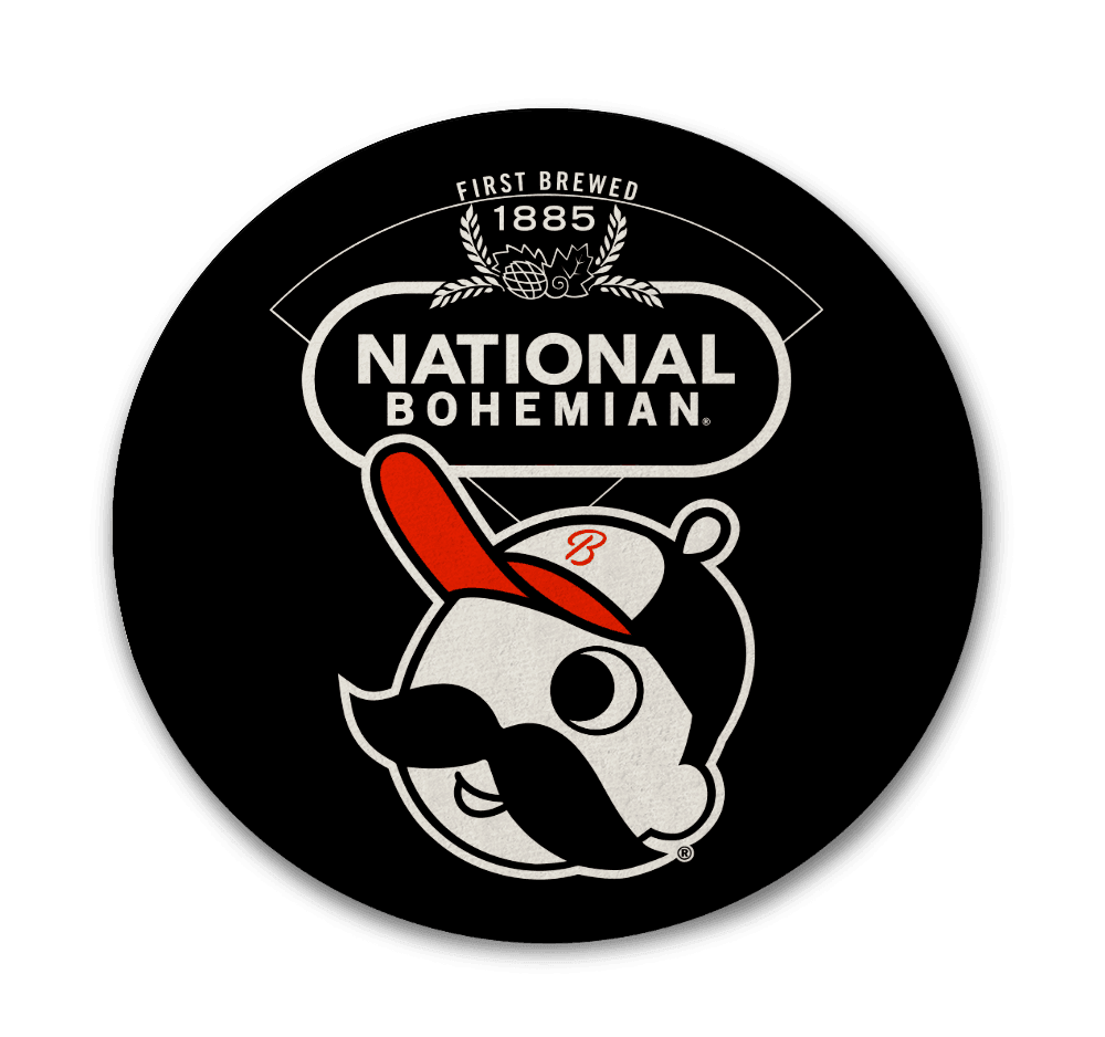 Bohing, Bohing, Gone! National Bohemian Baseball (Black) / Cork Coaster - Route One Apparel