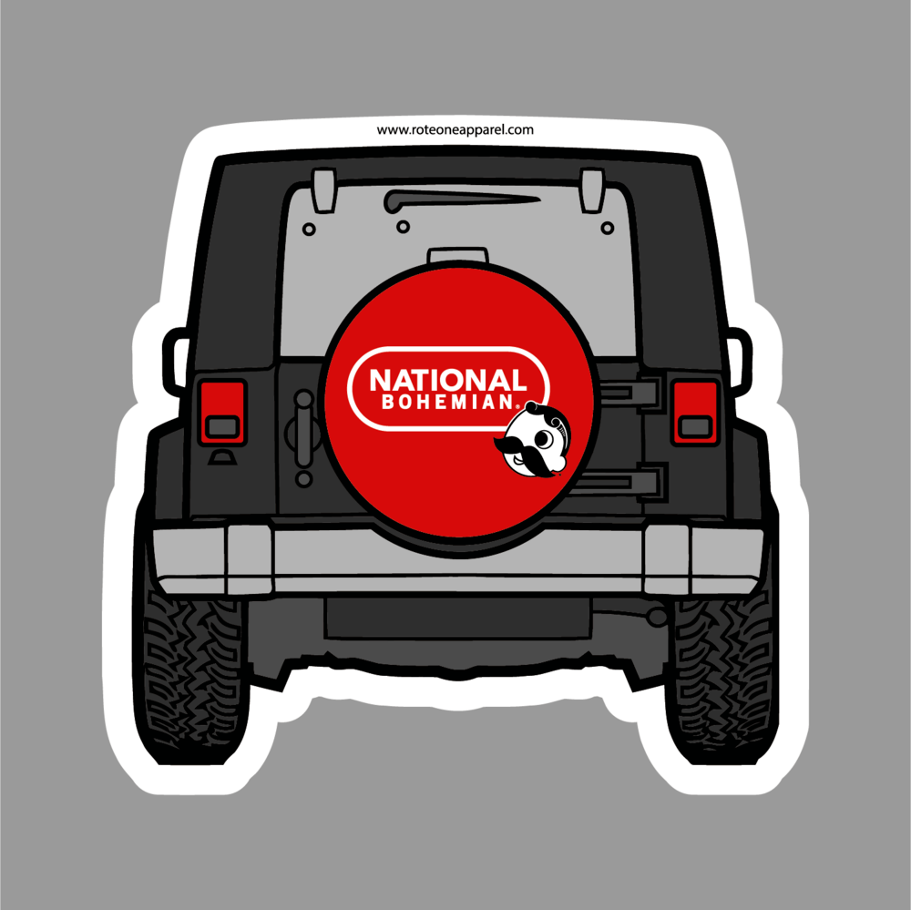 Off Road Vehicle with National Bohemian Tire / Sticker - Route One Apparel