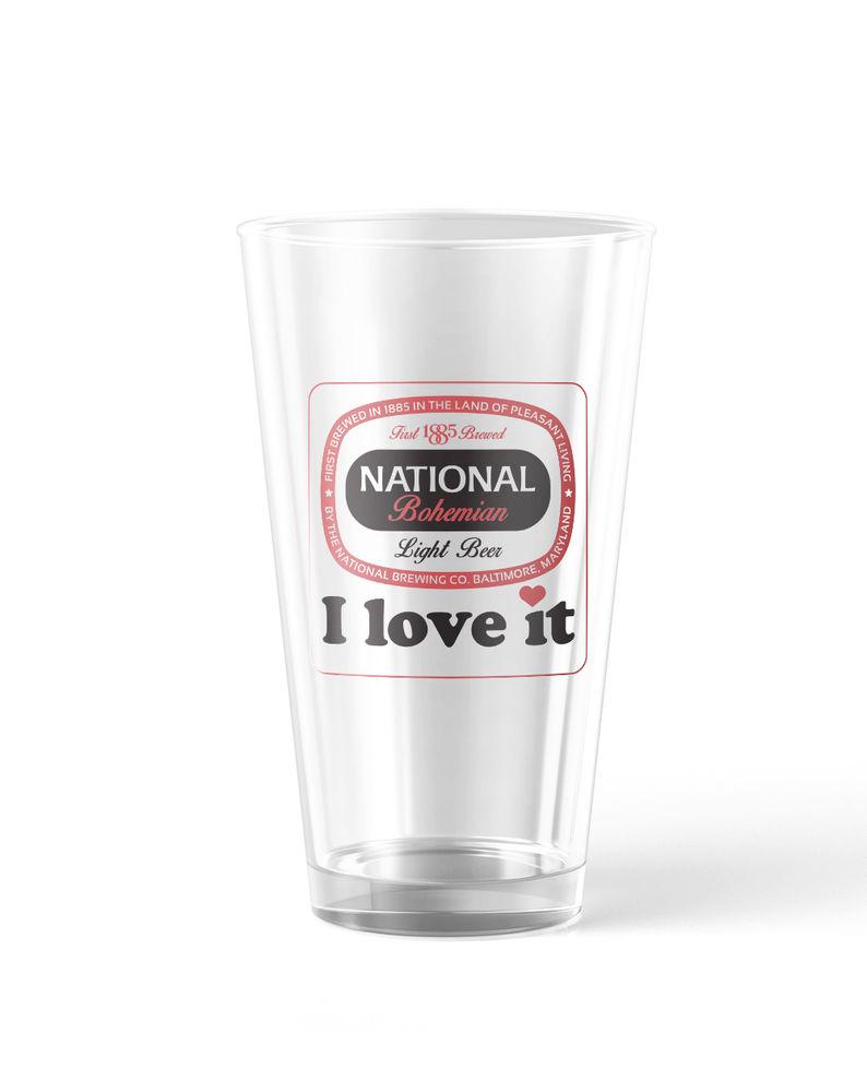 National Bohemian Light Beer - I Love It   / Pint Glass - Route One Apparel