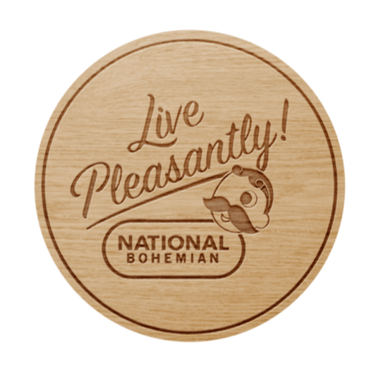 Natty Boh Live Pleasantly / Wooden Coaster - Route One Apparel