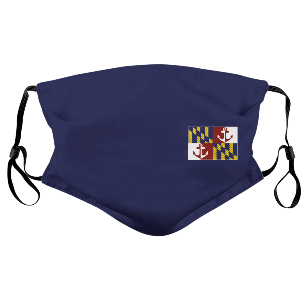 Side Maryland Nautical Flag (Blue) / Face Mask - Route One Apparel
