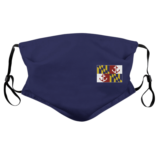 Side Maryland Nautical Flag (Blue) / Face Mask - Route One Apparel