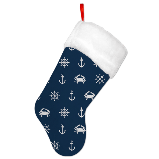 Nautical Crab and Anchor (Blue) / Christmas Stocking - Route One Apparel