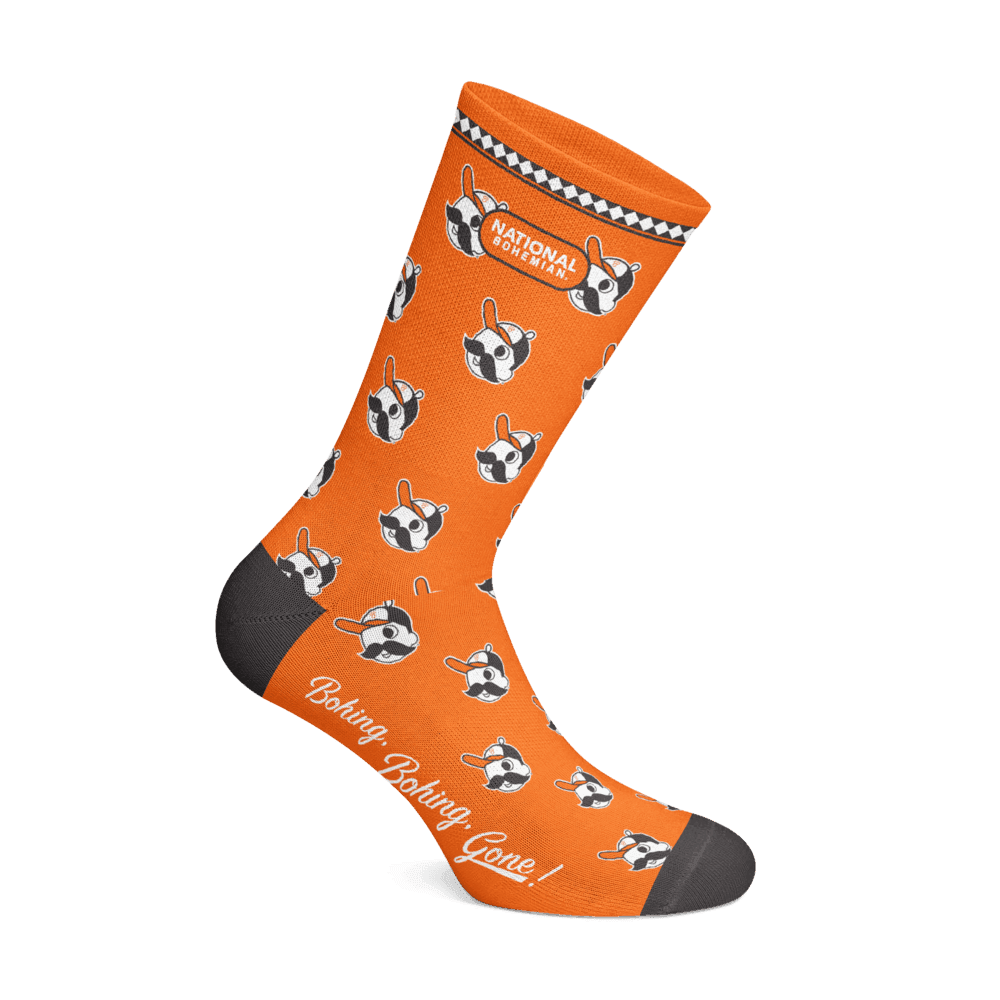 Bohing, Bohing, Gone! National Bohemian Baseball (Orange) / Crew Socks - Route One Apparel