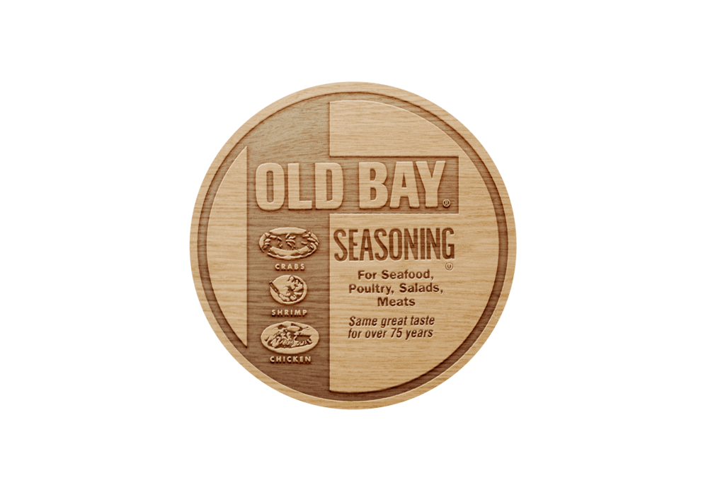 Old Bay Can Logo / Wooden Coaster - Route One Apparel