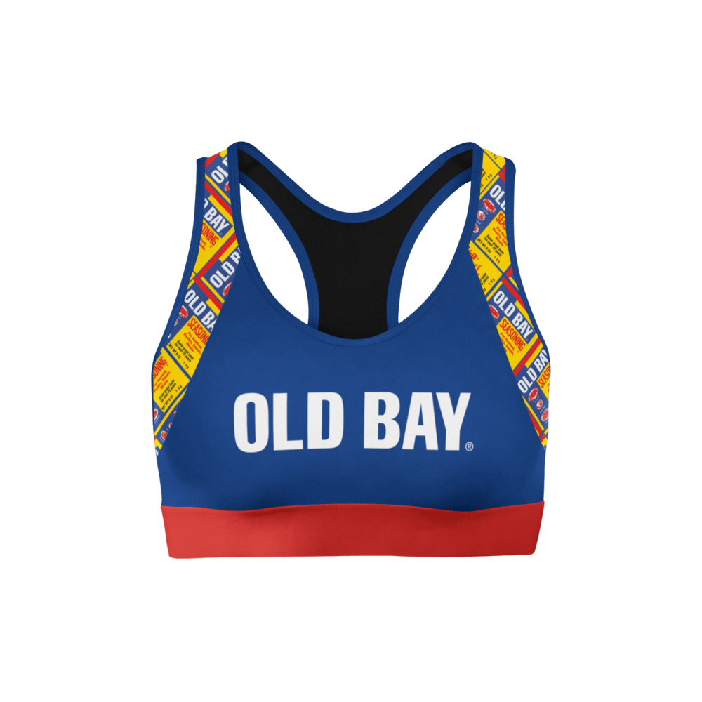 Old Bay Text (Blue) / Sports Bra - Route One Apparel