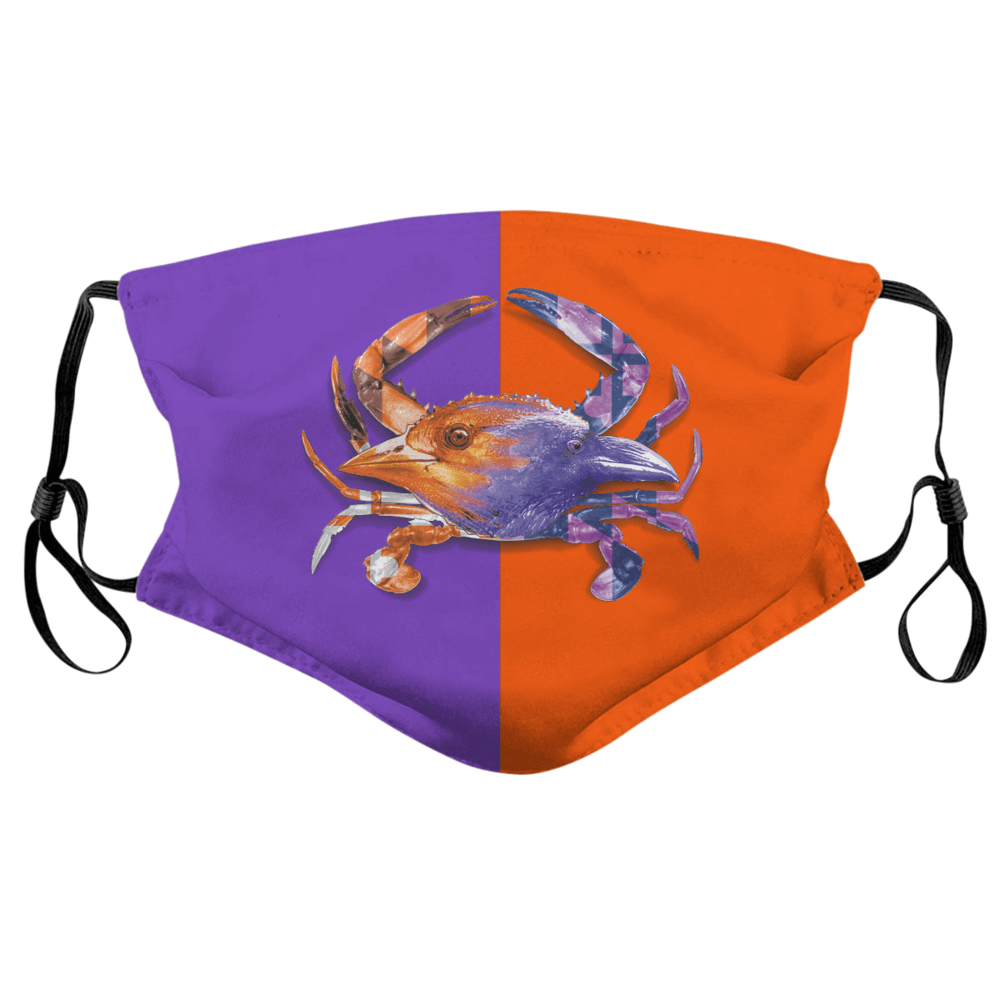 Baltimore Birds Crab (Orange & Purple) / Face Mask - Route One Apparel