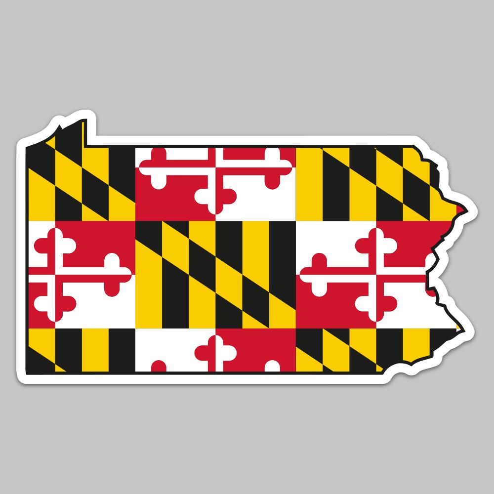State of Pennsylvania w/ Maryland Flag / Sticker - Route One Apparel