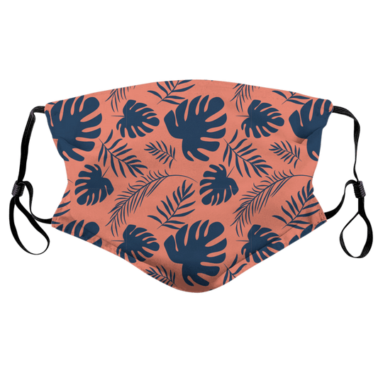 Blue Palms & Leaves (Terracotta) / Face Mask - Route One Apparel