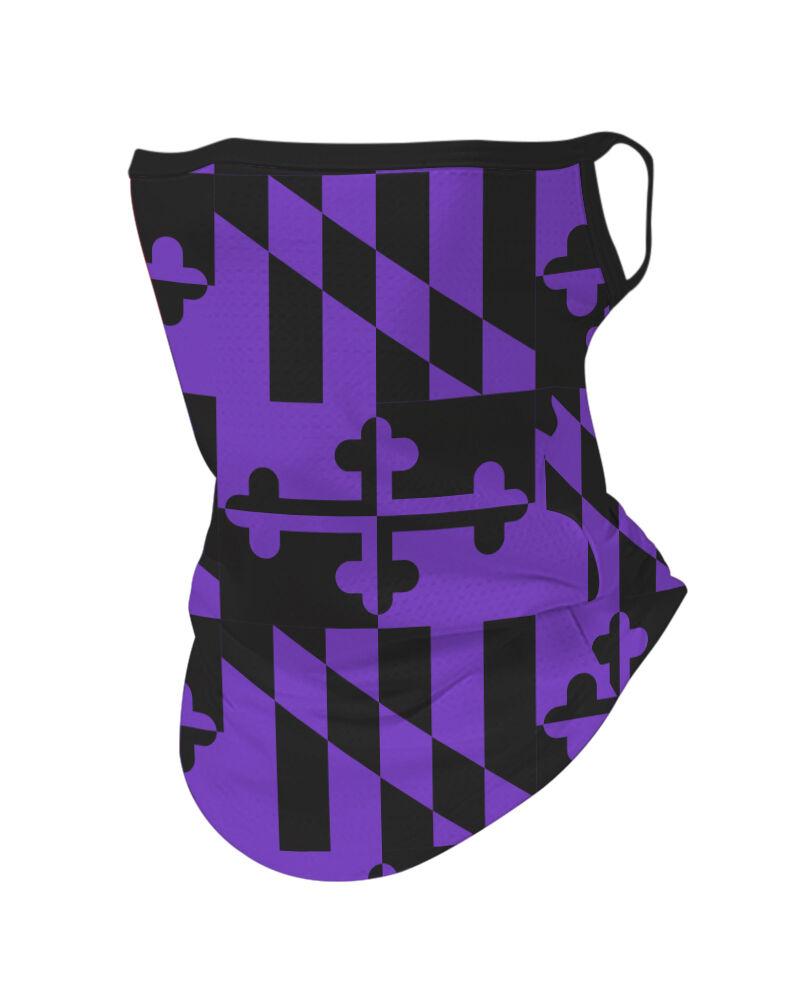 Purple & Black Maryland Flag / Neck Gaiter with Ear Loops - Route One Apparel
