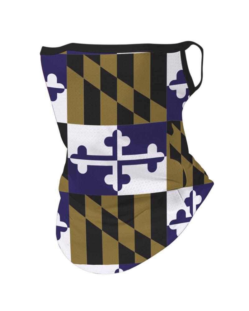 Purple & Gold Maryland Flag / Neck Gaiter with Ear Loops - Route One Apparel