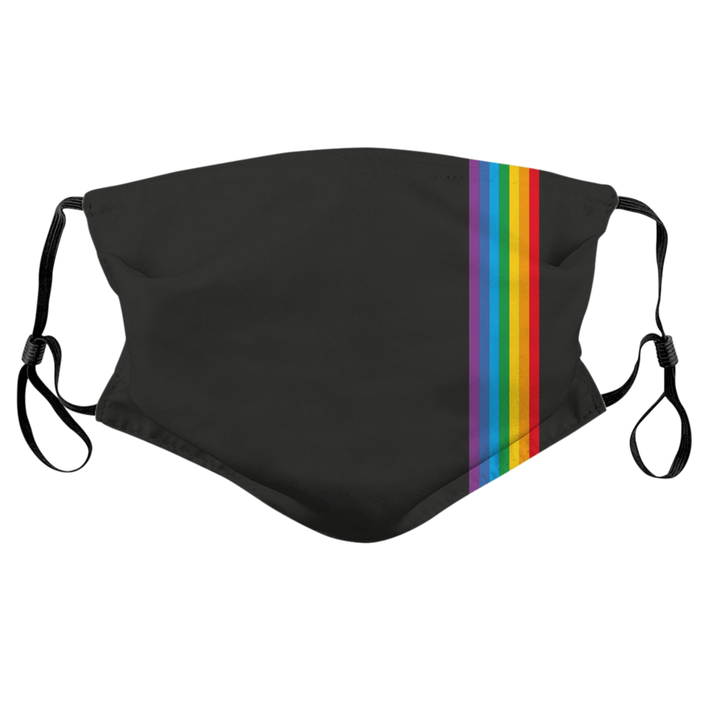 Side Rainbow Stripe (Black) / Face Mask - Route One Apparel