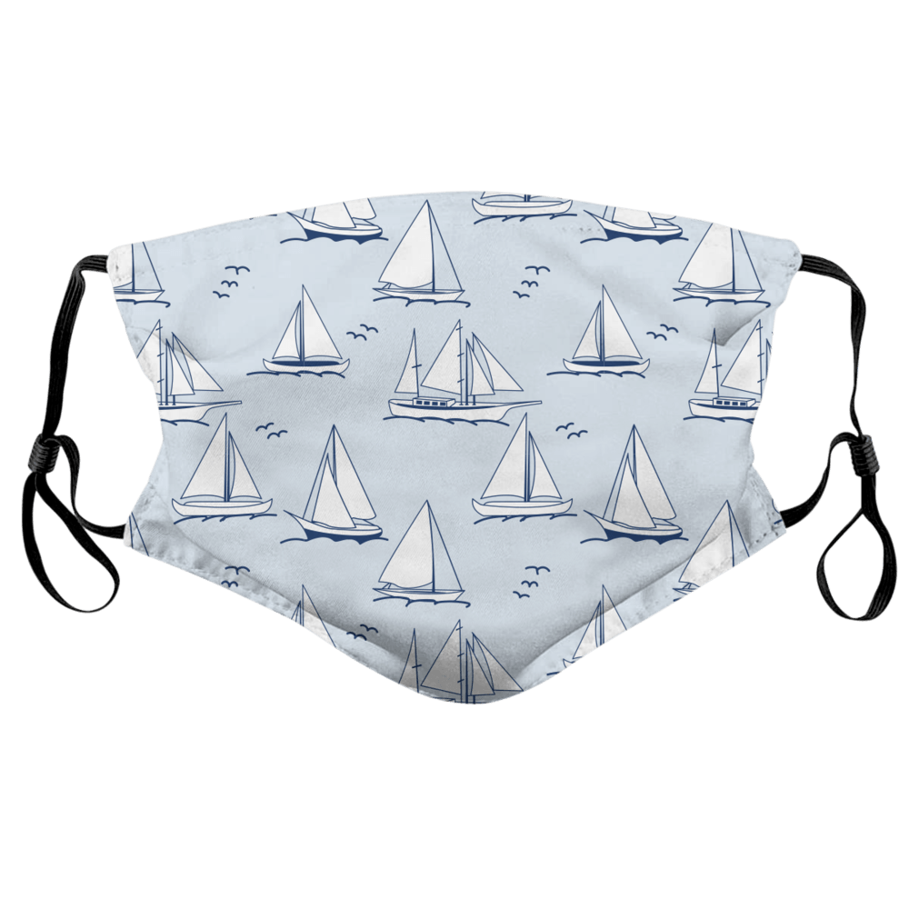 Sailboats & Seagulls (Light Blue) / Face Mask - Route One Apparel