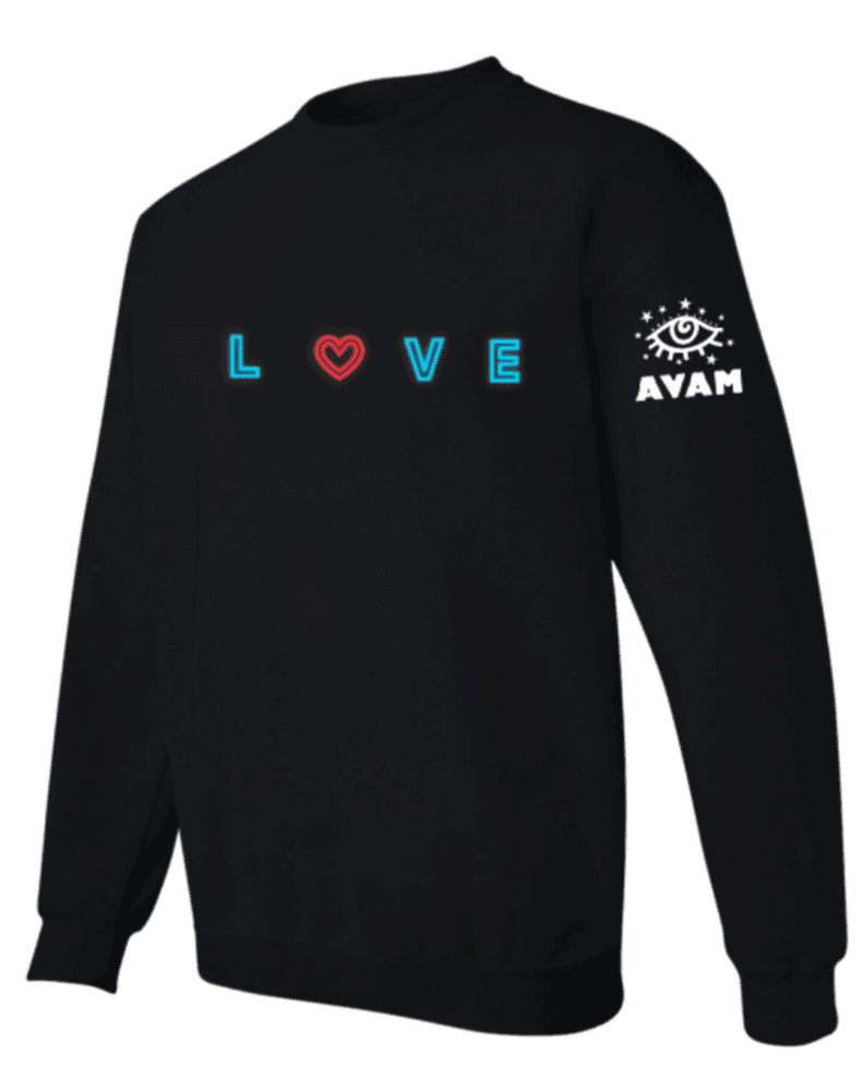 AVAM Love Sign (Black) / Crew Sweatshirt - Route One Apparel