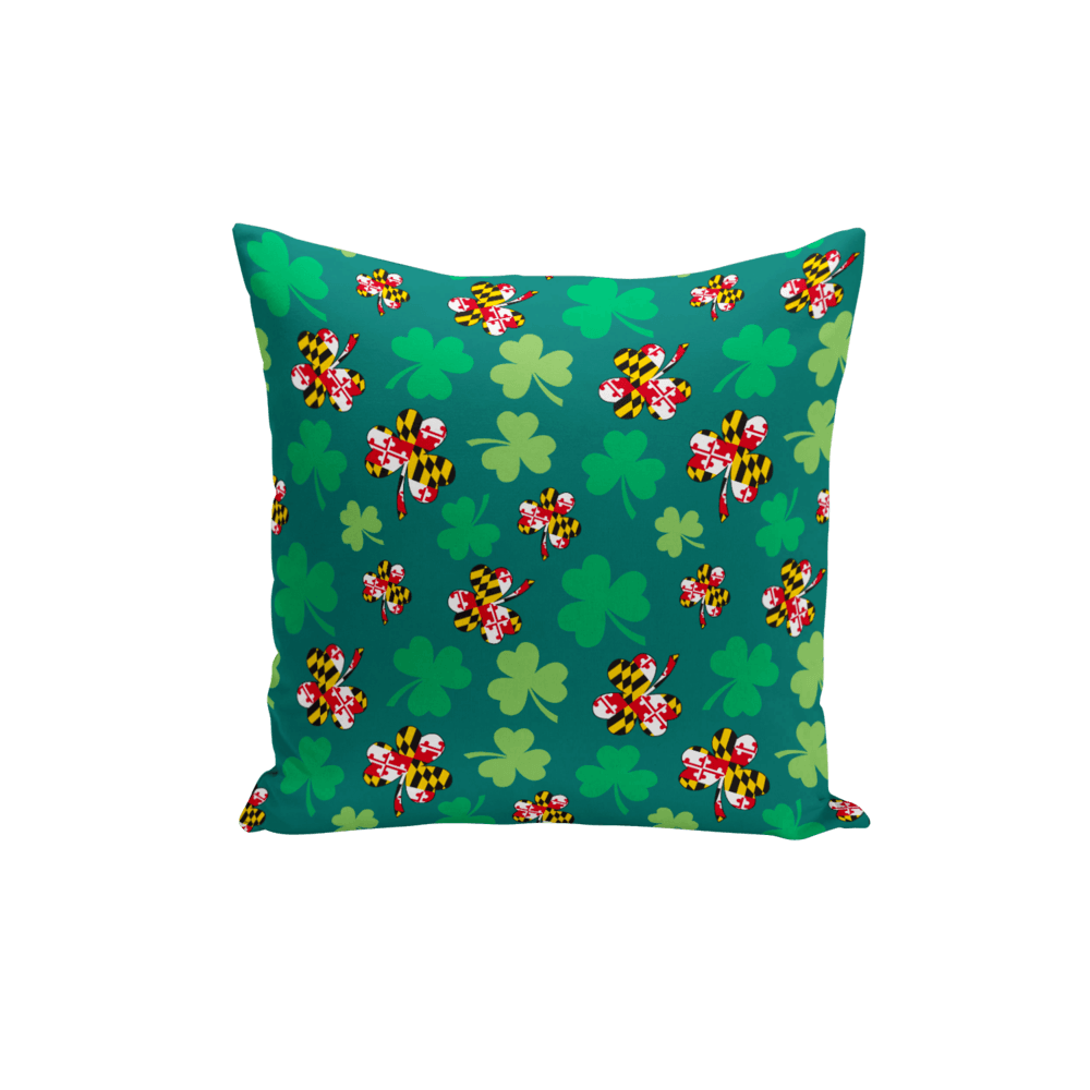 Maryland Flag 4-Leaf Clover Double-Sided (Green) / Throw Pillow - Route One Apparel
