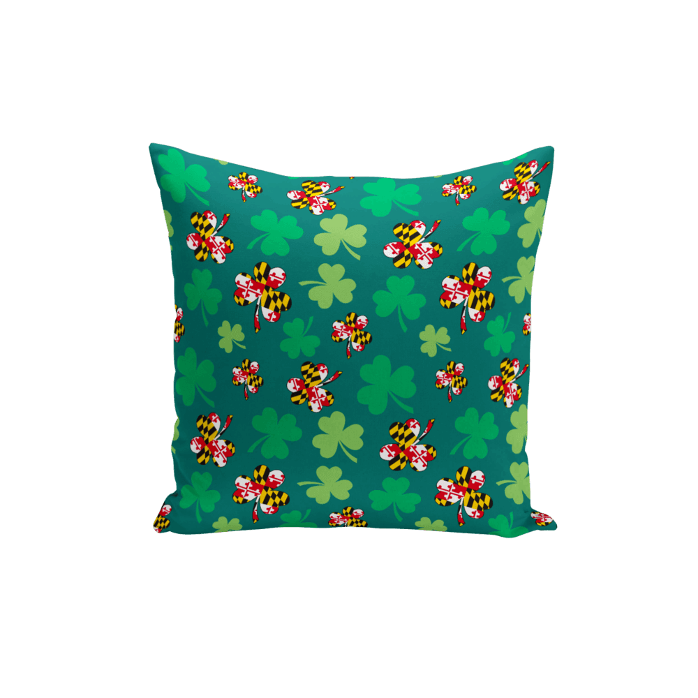 Maryland Flag 4-Leaf Clover Double-Sided (Green) / Throw Pillow - Route One Apparel