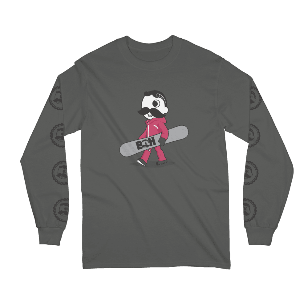 Snowboarder Boh with Bottle Cap Sleeves (Charcoal) / Long Sleeve Shirt - Route One Apparel