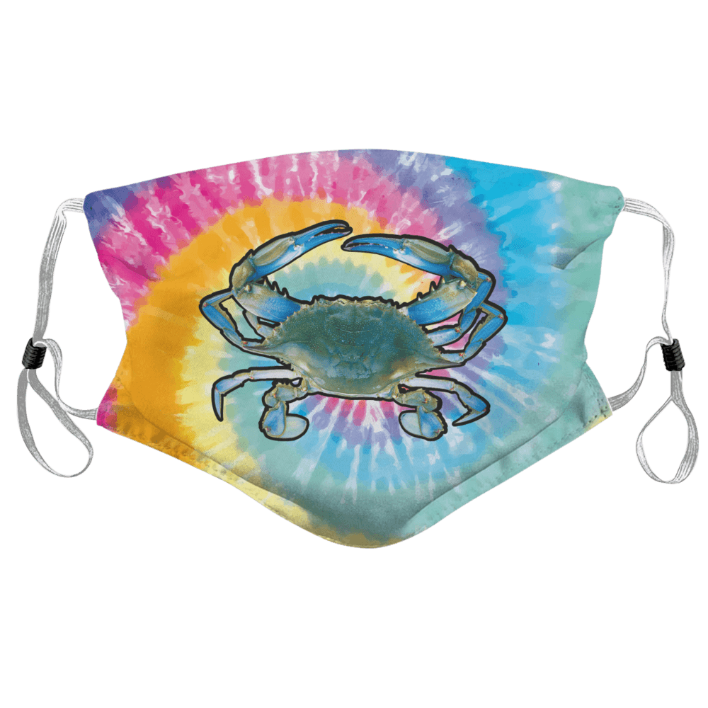 Realistic Blue Crab on Tie Dye / Face Mask - Route One Apparel