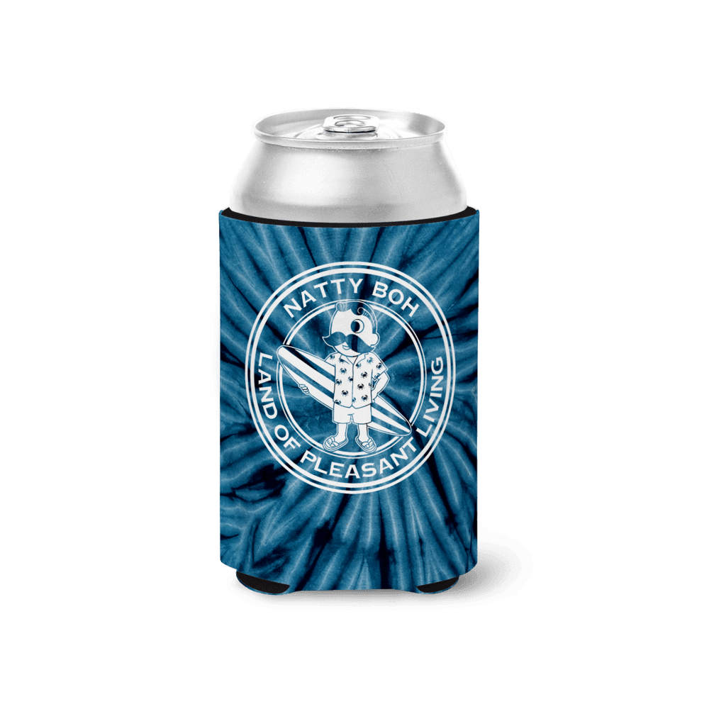Retro National Bohemian Surfer Dude (Blue Tie Dye) / Can Cooler - Route One Apparel