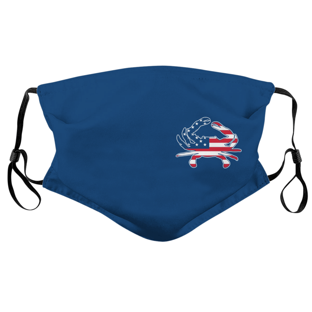 Side American Flag Crab (Blue) / Face Mask - Route One Apparel